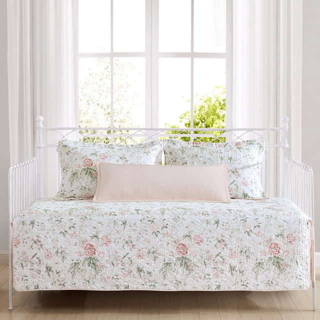 Laura Ashley - Juego de cama ligera con fundas y funda de almohada a juego, decoración del hogar para todas las estaciones (sofá cama rosa floral)