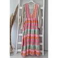 thumbnail image 4 of Maxi vestidos estampados a rayas para mujer, moda informal, cintura alta, manga abullonada, vestidos sueltos para mujer, ropa de verano y otoño, nuevo, 4 of 4