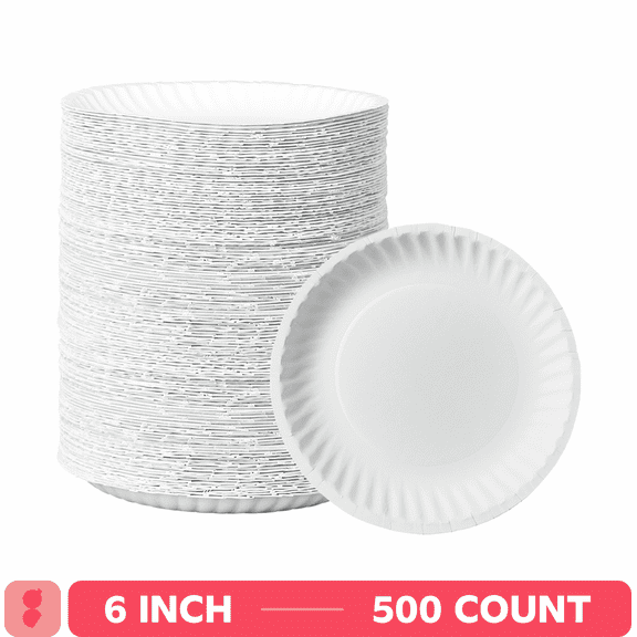 GUSTO 6" Disposable Paper Plates Decorative Craft Paper Plates, 500-Pack