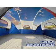 10 Person Camping Tent - Portable Easy Set Up Family Tent for Camp, Windproof Fabric Dome Tent Outdoor for Hiking, Backpacking, Traveling-14x11x74in(H)