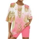thumbnail image 5 of Conjunto de Pijama de las Mujeres de Manga Corta Sólida de Lechuga Y Pantalones Cortos de 2 Piezas de Poliéster, Pijama Suelto Casual para el Verano, 5 of 6