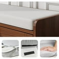 thumbnail image 3 of Brown Shoe Bench, Modern Entryway Bench with 2 Flip Drawers, Shoe Rack Bench with Padded Seat Cushion, Wooden Shoe Storage Bench for Entryway, Bedroom and Apartment, 3 of 7
