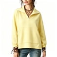 thumbnail image 2 of ClodeEU Women's Half Zip Stand Collar Long Sleeve Sweatshirt,Casual Loose Solid Pullover Top Yellow,Women's Plus S, 2 of 8
