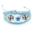 thumbnail image 4 of Pulsera de cuero de pareja de dibujos animados de Disney, brazalete de Lilo y Stich azul de piedras preciosas de tiempo, joyería versátil de moda Retro para niñas, 4 of 5