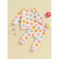 thumbnail image 4 of Bagilaanoe 2PCS Toddler Baby Girl Long Pants Set Floral Print Long Sleeve Sweatshirt Pullover Tops + Drawstring Sweatpants 6M 12M 18M 24M 3T Kids Casual Sweatsuits, 4 of 8