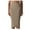 Khaki, variant on JNGSA Women's High Waisted Elastic Skirt Pull On Midi Length Pencil Skirt Form Fitted Side Slit Skirt