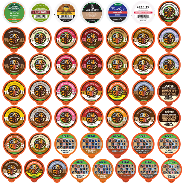 Perfect Sampler Flavored Decaf Coffee Pod Variety Pack, 50 Count for