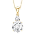 thumbnail image 3 of Rosec Jewels Certified Moissanite Pendant Necklace for Women - D-VS1 Quality - 2 Stone Necklace - Ready to Gift with Jewelry Box, 14K Yellow Gold, 3 of 7