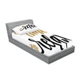 thumbnail image 2 of Ambesonne Saying Fitted Sheet & Pillow Sham Set, Coffee Time Conceptual Text, Twinxl, Dark Taupe Pale Coffee, 2 of 2