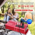 thumbnail image 3 of 1000W 2000W Peak Power Inverter DC 12V to AC 110V, 4 AC Outlets & 4 USB Ports, Modified Sine Wave Car Inverter for RV, Truck, Camping, Home Red, 3 of 11