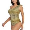 thumbnail image 3 of Yiaed Vintage World Map Print Women One Piece Swimsuits Tummy Control One Shoulder Bathing Suits Pattern Ruffle Swimwear-Large, 3 of 8