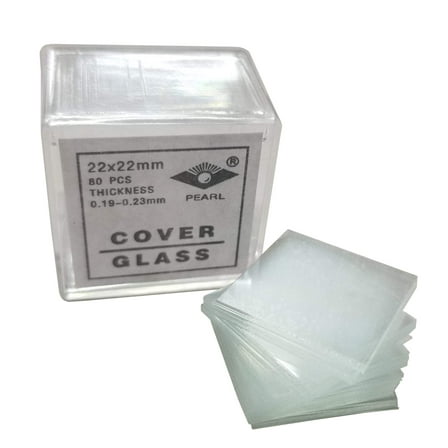 Microscope Glass Cover Slips, Size #2 Thickness, 22mm by 22mm, Box of 80 by Go Science Crazy