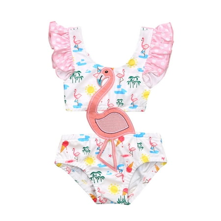 

Gwiyeopda Toddler Kids Baby Girls Cartoon 3D Flamingo Swimwear Swimsuit Beachwear Bathing Suit