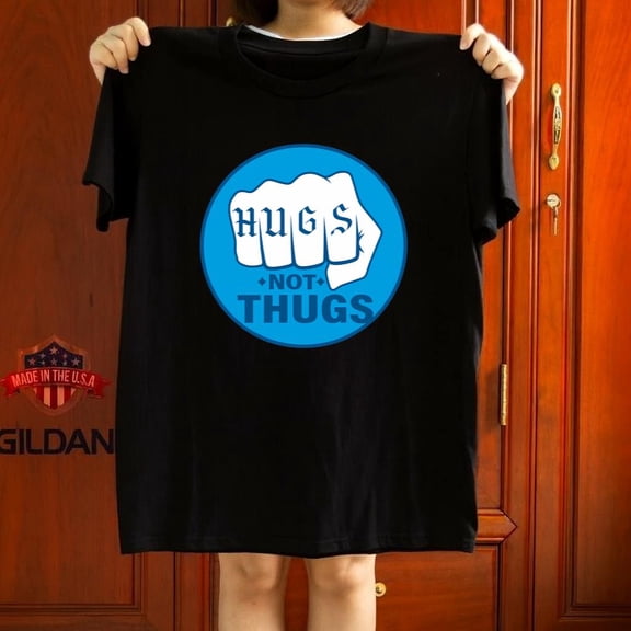 Hugs Not Thugs Peace Kindness Positive Message Art Fan Gift Graphic Tee,for unisex up to 5XL