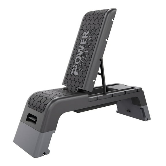 Power Systems Aerobic Deck, Adjustable Fitness Deck Bench w/Adjustable Deck & Resistance Band Clips