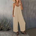 thumbnail image 2 of Jumpsuits for Women Shorts,Women's Loose Sleeveless Jumpsuits Strap Stretchy Long Pant Romper Jumpsuit With Pockets,Wide Leg Jumpsuit(Size:XL), 2 of 5
