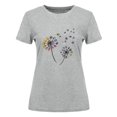 thumbnail image 3 of Gibobby Camiseta de manga corta para mujer Blusa mujer con estampado manga sólida moda para mujer con cuello en O color(Gris,M), 3 of 4