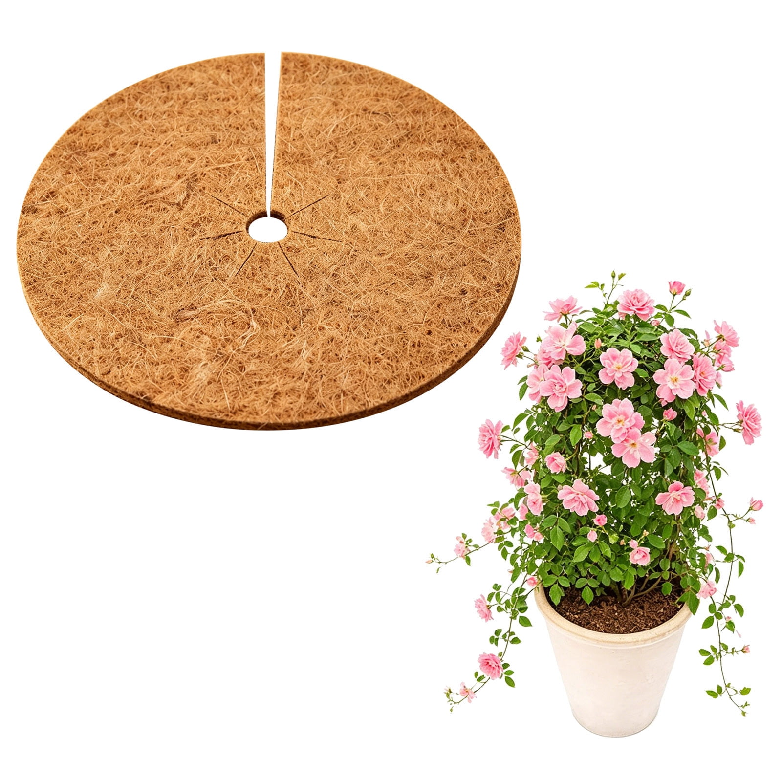 8PCS 11." Coconut Coir Mulch Ring, Natural Fibre Weed Barrier Mat for Potted