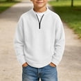 thumbnail image 6 of Cethrio Boys Half Zip Sweatshirts Size 5-6 Years, Casual Pullover Waffle Knit Long Sleeve Boys Fall Tops White, 6 of 7