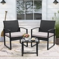 thumbnail image 2 of KROFEM 3-Piece Patio Bistro Set, All-Weather, Outdoor Wicker Furniture with Tempered Glass Table and Waterproof Cushions for Porch, Balcony, Grey, 2 of 6