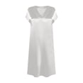 thumbnail image 4 of LIaqionyy Satin Nightgowns for Women Sleepdress Silky Loose Sleepwear V Neck Nightshirt Short Sleeve Pajamas, 4 of 5