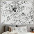 thumbnail image 2 of JRXY  Tapestry Grey Line Floral Black and White with Outline Rose Flowers Design Linear Home Decor Wall Hanging for Living Room Bedroom Dorm Painting, 2 of 6