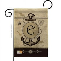 Breeze Decor BD-NA-G-130187-IP-DB-D-US14-BD 13 x 18.5 in. Nautical E Initial Burlap Coastal Impressions Decorative Vertical Double Sided Garden Flag