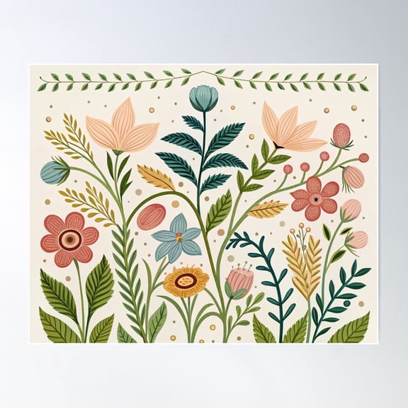 Vintage Botanical Floral Art - Elegant Nature Design Poster Wall Art, Modern Wall Decor For Living Room Bedroom, 8x12 UNFRAMED