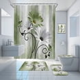 thumbnail image 2 of Daisy Flowers Butterfly Shower Curtain Set with Bath Rugs, 4PCS Rustic Grass Green Bathroom Shower Curtain Decor with 12 pcs Hooks,72" x 72", 2 of 6