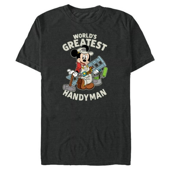Disney Mickey Mouse "World's Greatest Handyman" - Short Sleeve Blended T-Shirt for Adults - Customized-Dark Heather