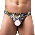 thumbnail image 4 of Penkiiy Sexy Thongs for Men Men Casual Fashion Print Low Waist Breathable Sexy Panties Briefs Underwear Brown Underwear, 4 of 5