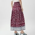 thumbnail image 5 of Nokdvo Women's 2025 Boho Maxi Skirts Summer Vocation Beach Long Skirts Casual Flowy High Waist Skirt A Line Floral Trendy Skirt Pleated Mini Skirts Red, 5 of 6