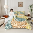 thumbnail image 4 of Homewish Retro Geometric Flower Full Size Comforter Sets,Bohemain Dahlia Bedding Comforter Set,Blue Yellow Orange Bedding Sets For Adult,Ultra Soft Home Decor Reversible,3pcs, 4 of 8