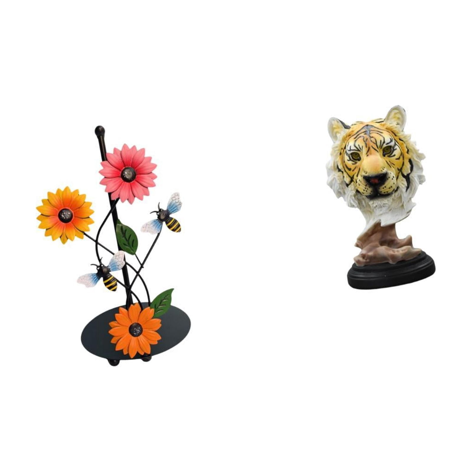 Fiocias Tiger Head Paper Towel Holder Dispenser Non Slip Vertical Tissue Rack Animal Sculpture Figurine Crafts Modern Statue for Home Entrance Living Room Boo
