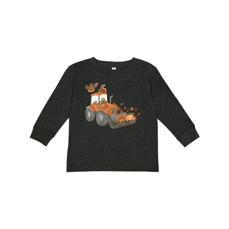 

Inktastic Cute Turkeys on a Bulldozer Gift Toddler Boy or Toddler Girl Long Sleeve T-Shirt