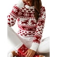thumbnail image 3 of Womens Christmas Ugly Sweater Snowflake Elk Long Sleeve Knitted Pullover Sweater, 3 of 6