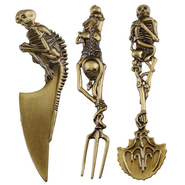 Regalo de Halloween, juegos de cubiertos esqueléticos, vajilla de Metal, tenedor, cuchara, cuchillo, cubiertos, vajilla, decoración para fiesta navideña