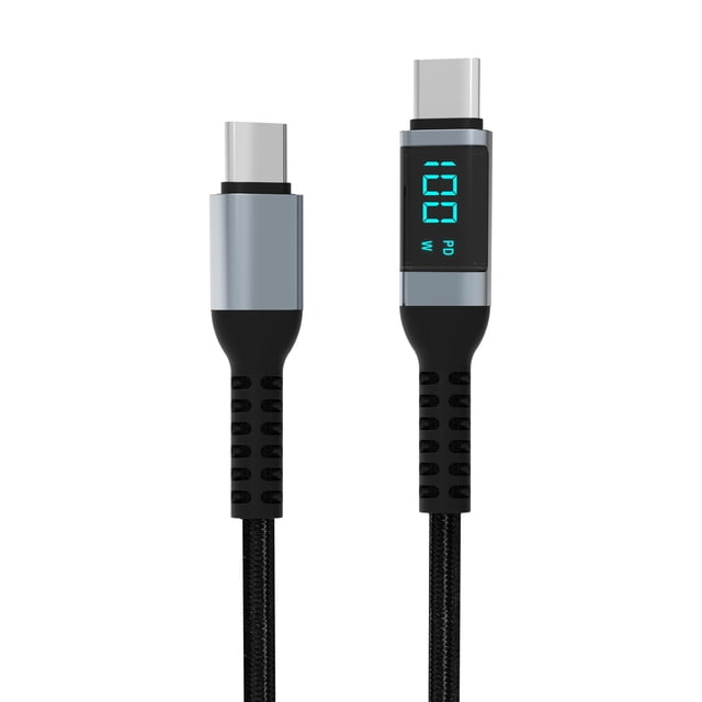 La línea de datos de carga rápida con pantalla digital de 100 W es adecuada para teléfonos móviles, computadoras, tipo C doble
