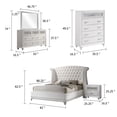 thumbnail image 5 of Dini Glam 5pc Queen Bedroom Set-Tufted Wingback in White Velvet, 5 of 5