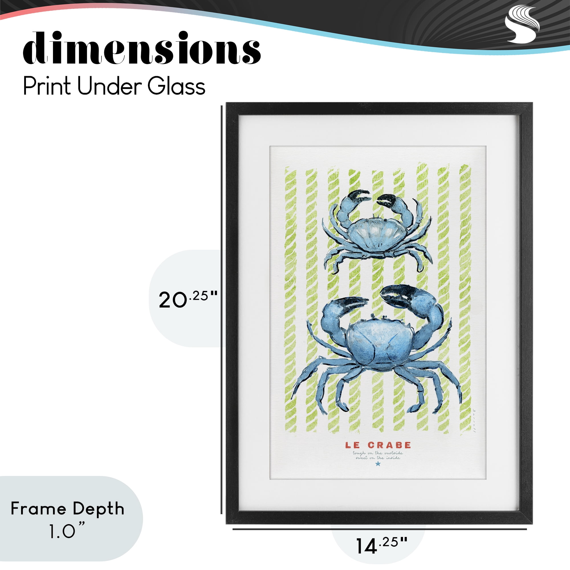 Stupell Industries Modern Bistro Crabs Black Framed Print Under Glass, design by Chad Barrett