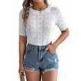 thumbnail image 3 of Blusa de Punto Acanalado con Cuello en V y Corta para Mujer S, 3 of 10