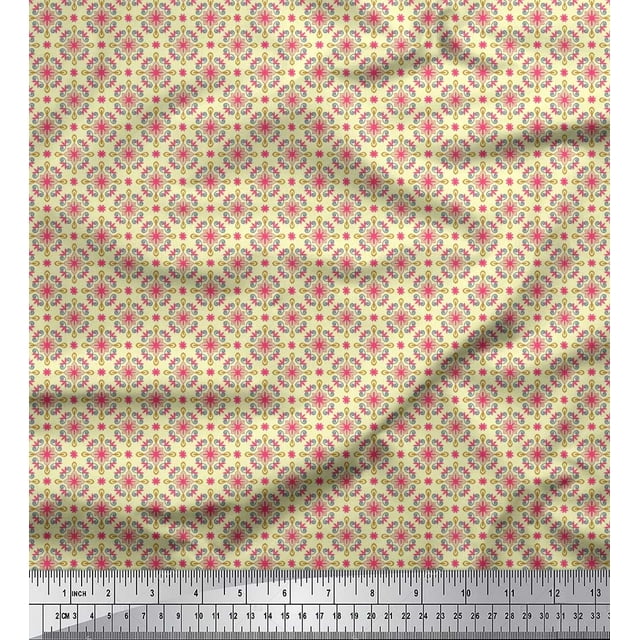 Soimoi Cotton Cambric Fabric Floral Small Print Sewing Fabric Yard 56 Inch Wide