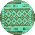 thumbnail image 1 of Ahgly Company Machine Washable Indoor Round Southwestern Turquoise Blue Country Area Rugs, 3' Round, 1 of 4