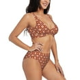 thumbnail image 2 of Wukai 70s Retro Style Women's Bikini Set Two Piece,wimsuit High Waisted V Neck Twist Front Adjustable Spaghetti Straps Bathing Suit-XX-Large, 2 of 7
