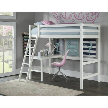 Hillsdale Caspian Study Twin Loft Bed with Desk, White