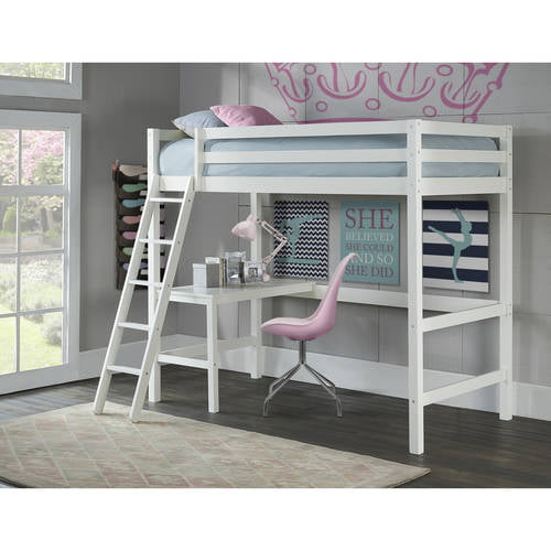 Hillsdale Caspian Study Twin Loft Bed with Desk, White   Walmart 