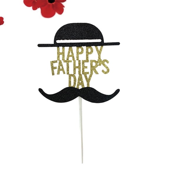 ROMANSENTIAL Golden Paper Father's Day Cake Topper Cake Picks Cupcake Decoration Party Food Picks
