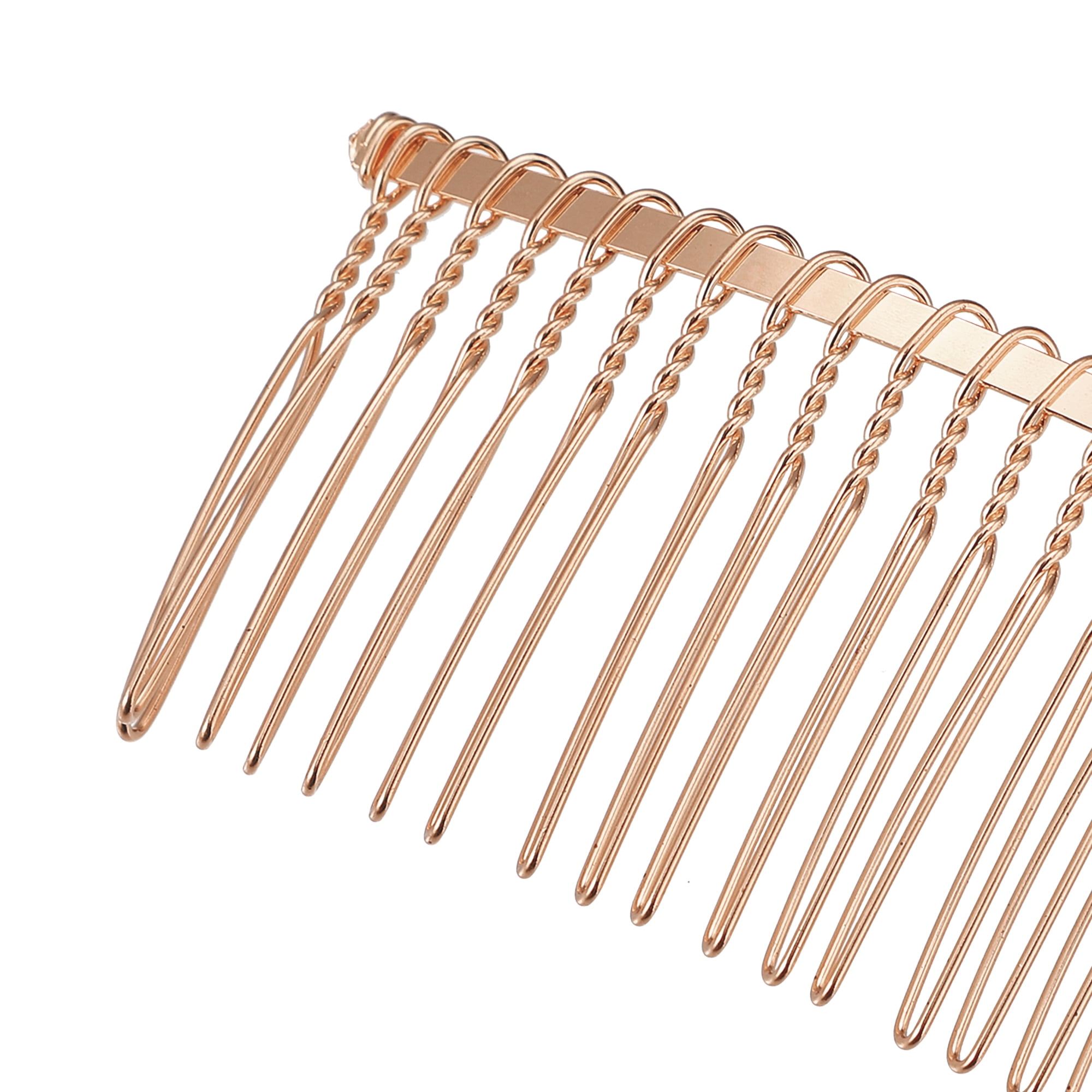 Unique Bargains 12 Pcs No Slip Hair Side Combs Accessories Metal 3" Rose Pink