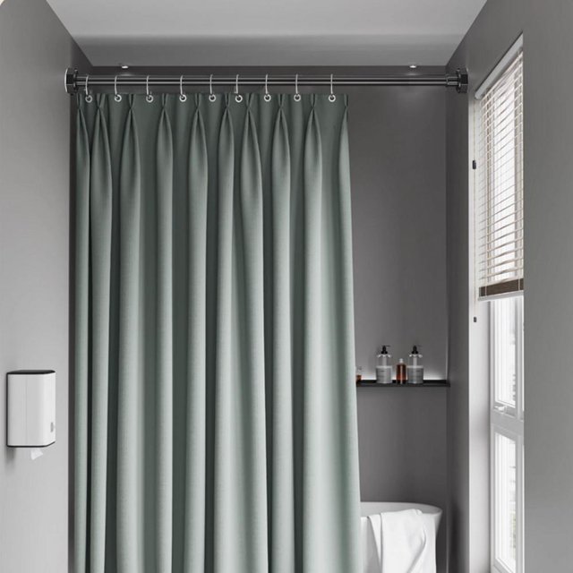 Feltree Tringle à Rideau Télescopique Sans Perçage, Tringle de Douche Réglable en Acier Inoxydable pour Salle de Bain, Séchage des Vêtements et Gain de Place