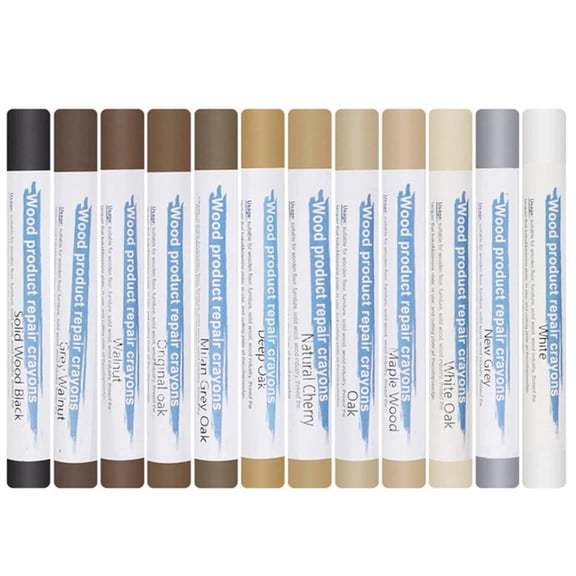 Wood Repair Wax Filler Sticks, 12 Colors Furniture Scratch Repair Wax Crayons, Furniture Markers Touch Up, for Scratches Cracks Holes on Wooden Table Cabinet Door Hardwood Floor
